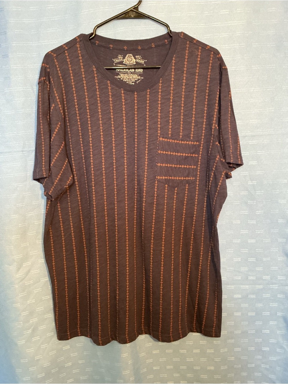 American Rag Brown Tee with Orange Stripe Pocket